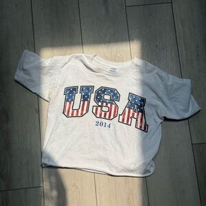 USA red, white & blue cotton crop top